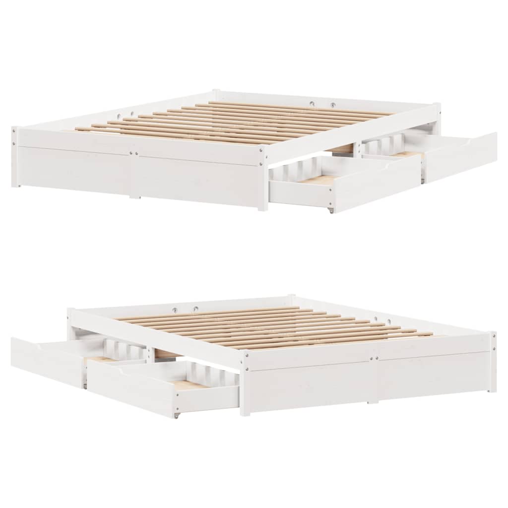 Cadre de lit sans matelas blanc 120x200 cm bois de pin massif - XIOS