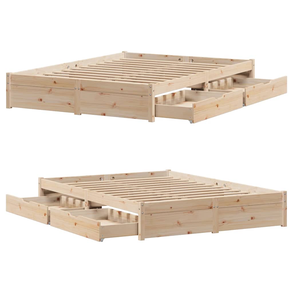 Cadre de lit sans matelas 140x200 cm bois massif de pin - XIOS