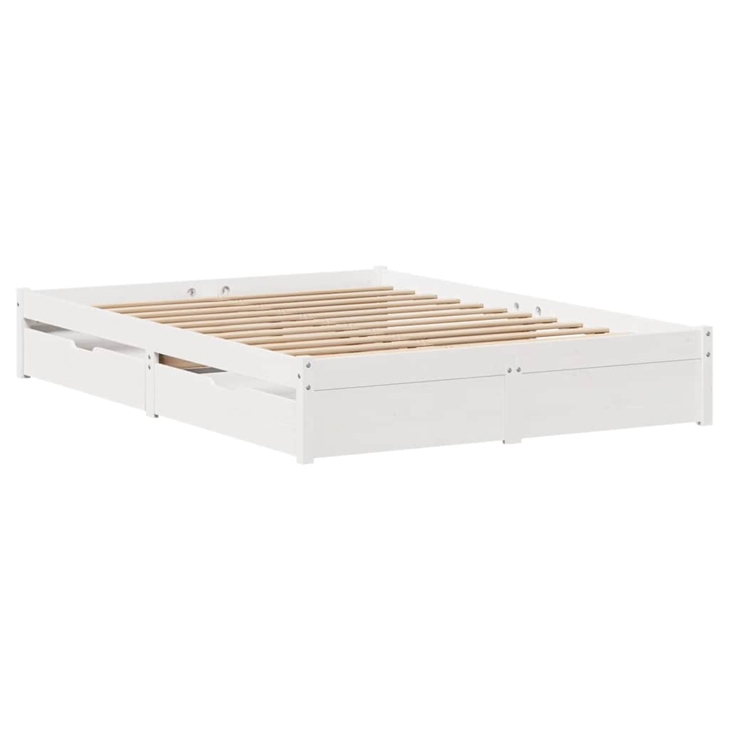 Cadre de lit sans matelas blanc 140x200 cm bois de pin massif - XIOS