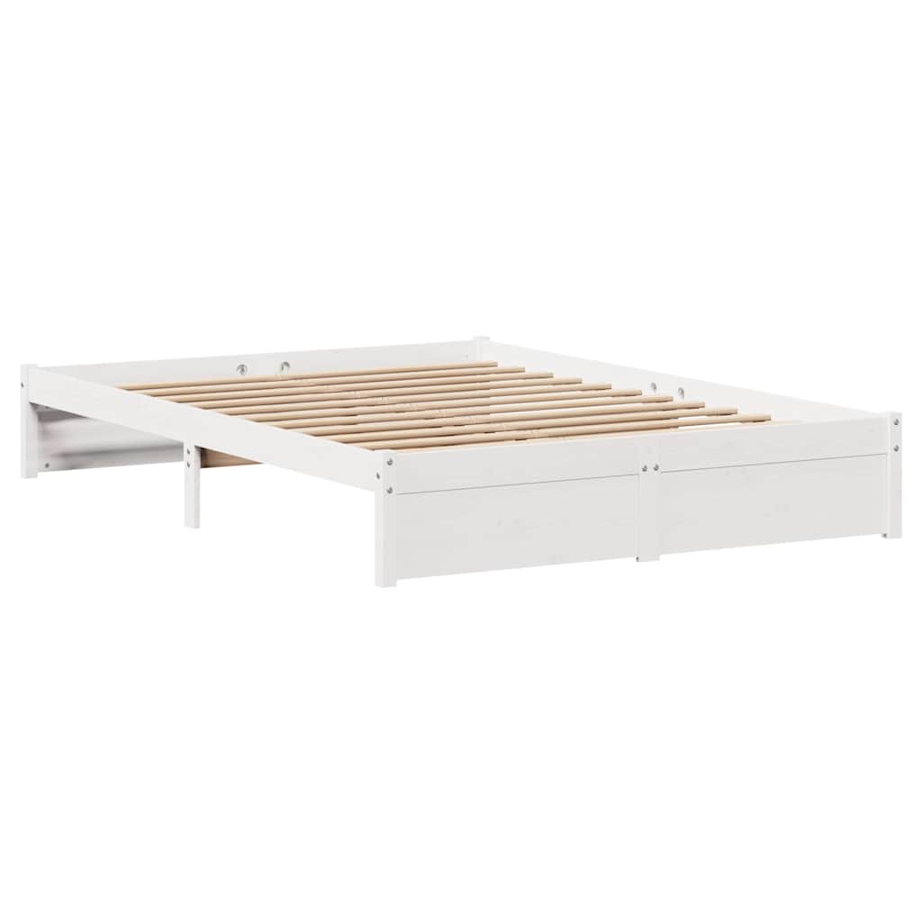 Cadre de lit sans matelas blanc 140x200 cm bois de pin massif - XIOS