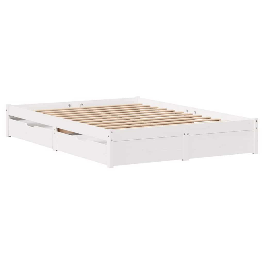 Cadre de lit sans matelas blanc 150x200 cm bois de pin massif - XIOS