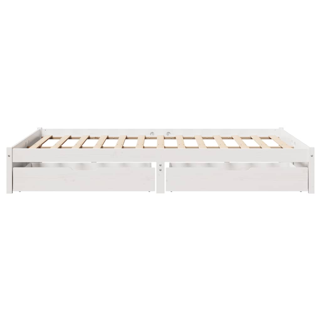 Cadre de lit sans matelas blanc 150x200 cm bois de pin massif - XIOS