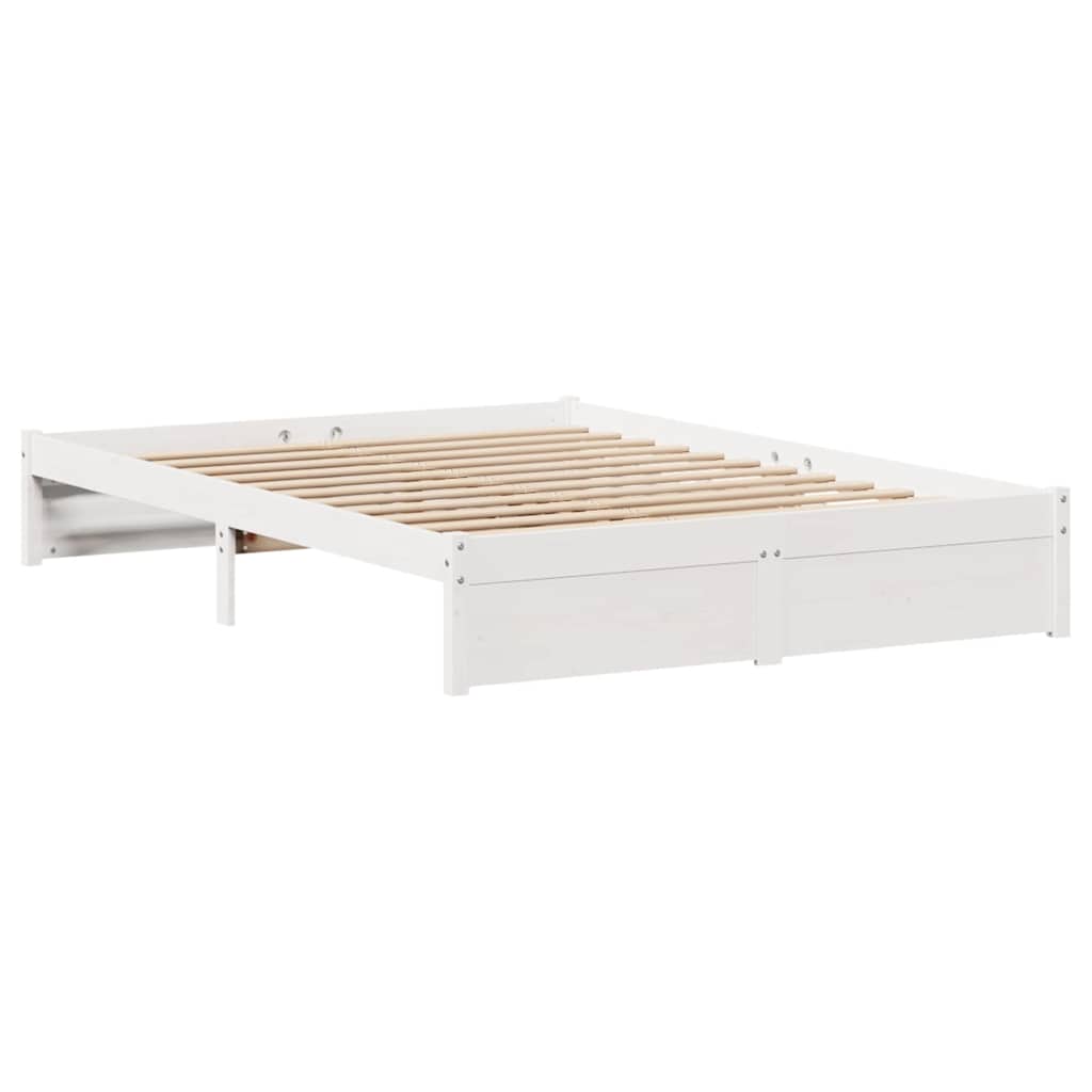 Cadre de lit sans matelas blanc 150x200 cm bois de pin massif - XIOS