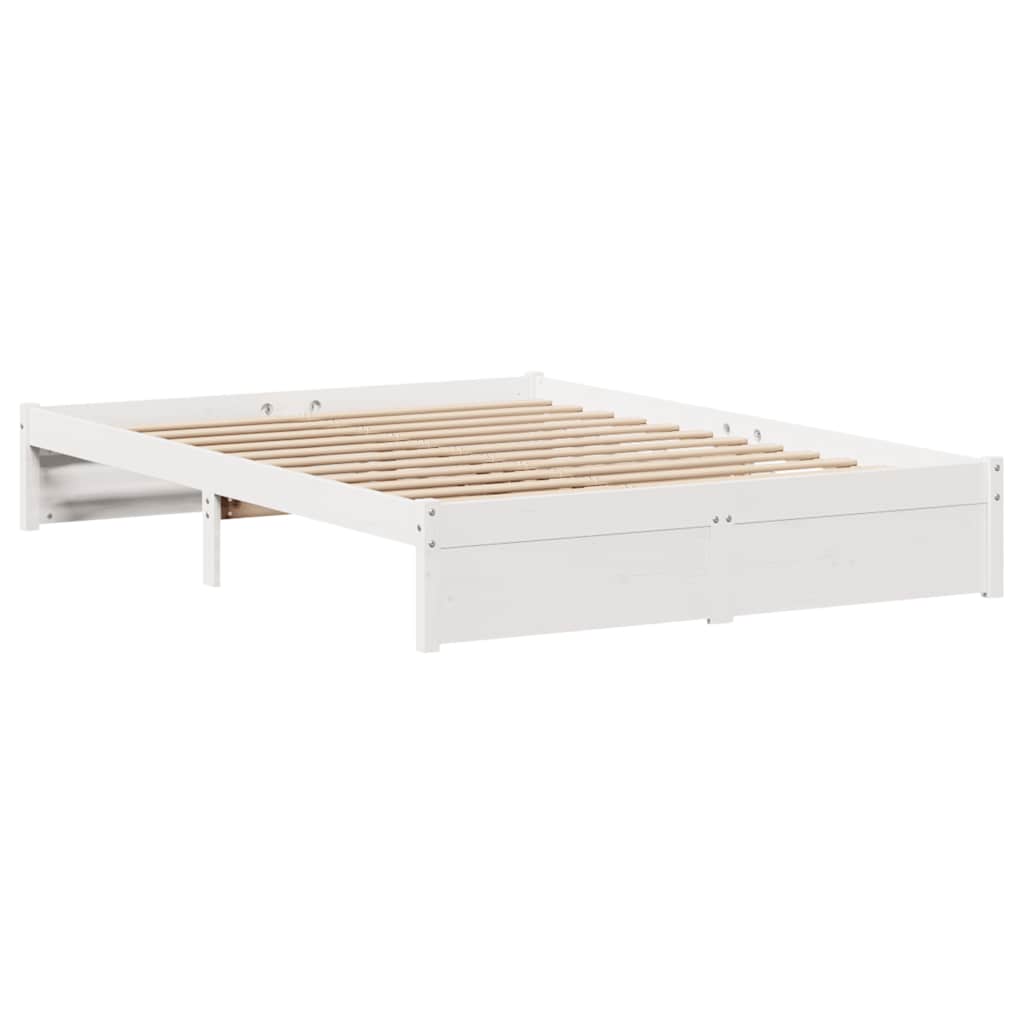 Cadre de lit sans matelas blanc 160x200 cm bois de pin massif - XIOS