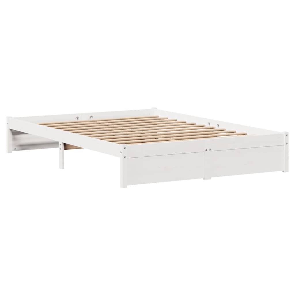 Cadre de lit sans matelas blanc 160x200 cm bois de pin massif - XIOS