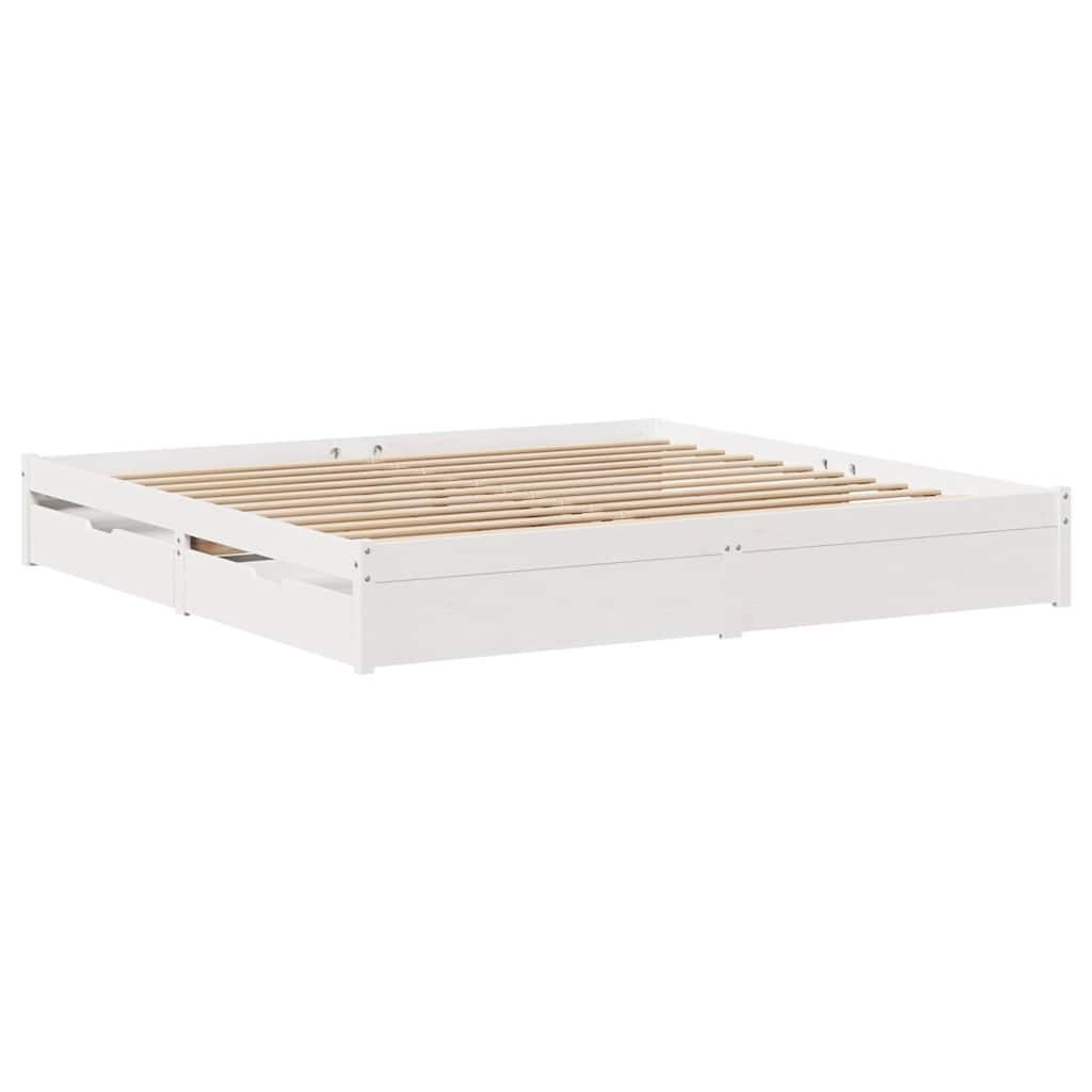 Cadre de lit sans matelas blanc 180x200 cm bois massif de pin - XIOS