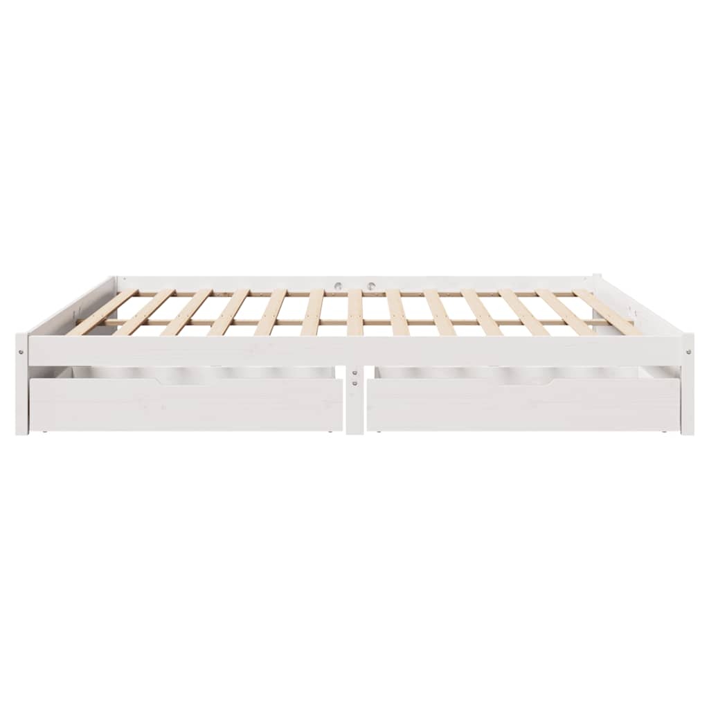 Cadre de lit sans matelas blanc 180x200 cm bois massif de pin - XIOS