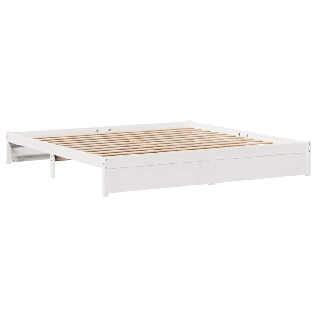 Cadre de lit sans matelas blanc 180x200 cm bois massif de pin - XIOS