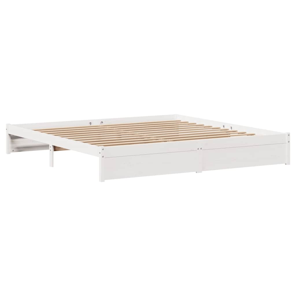 Cadre de lit sans matelas blanc 180x200 cm bois massif de pin - XIOS