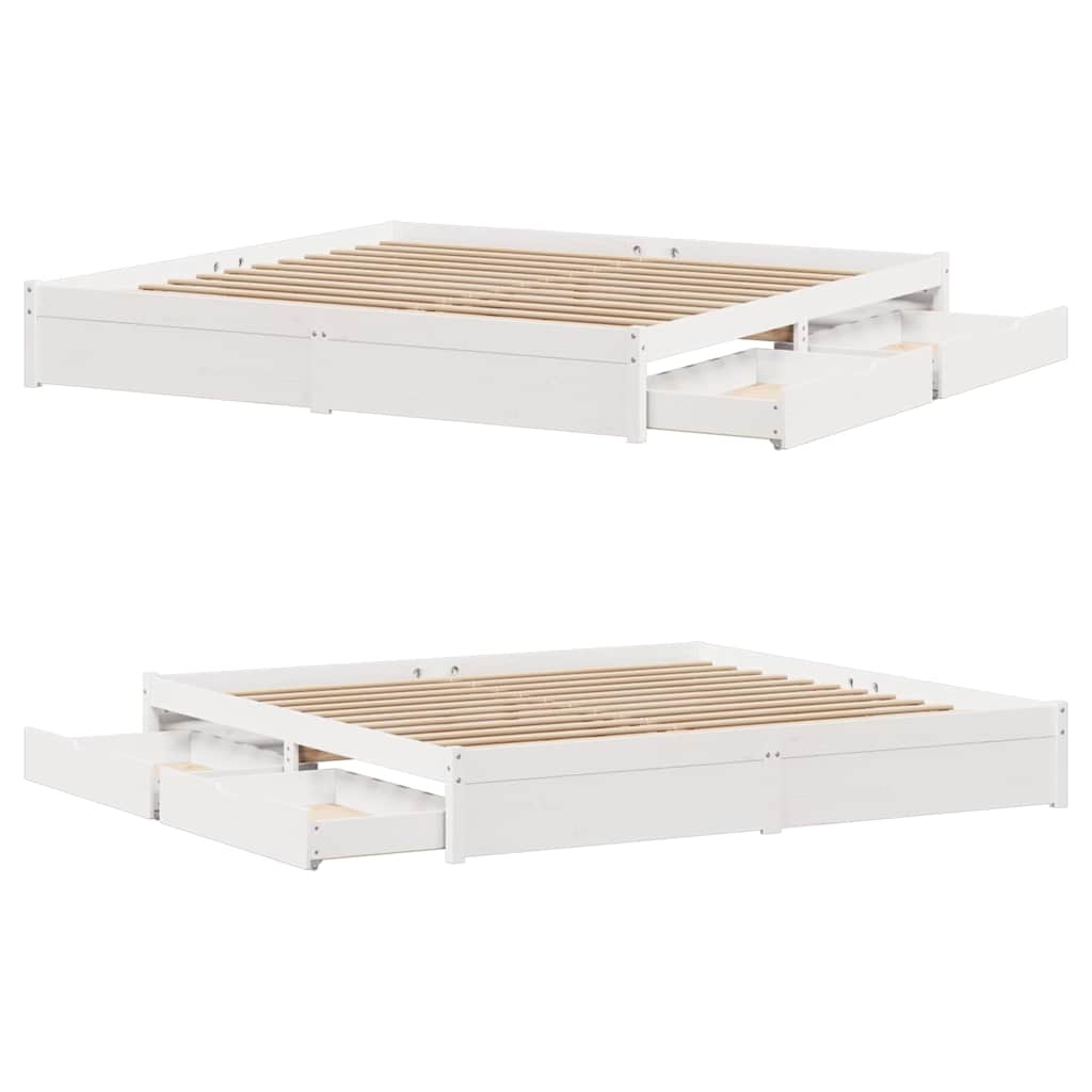 Cadre de lit sans matelas blanc 180x200 cm bois massif de pin - XIOS