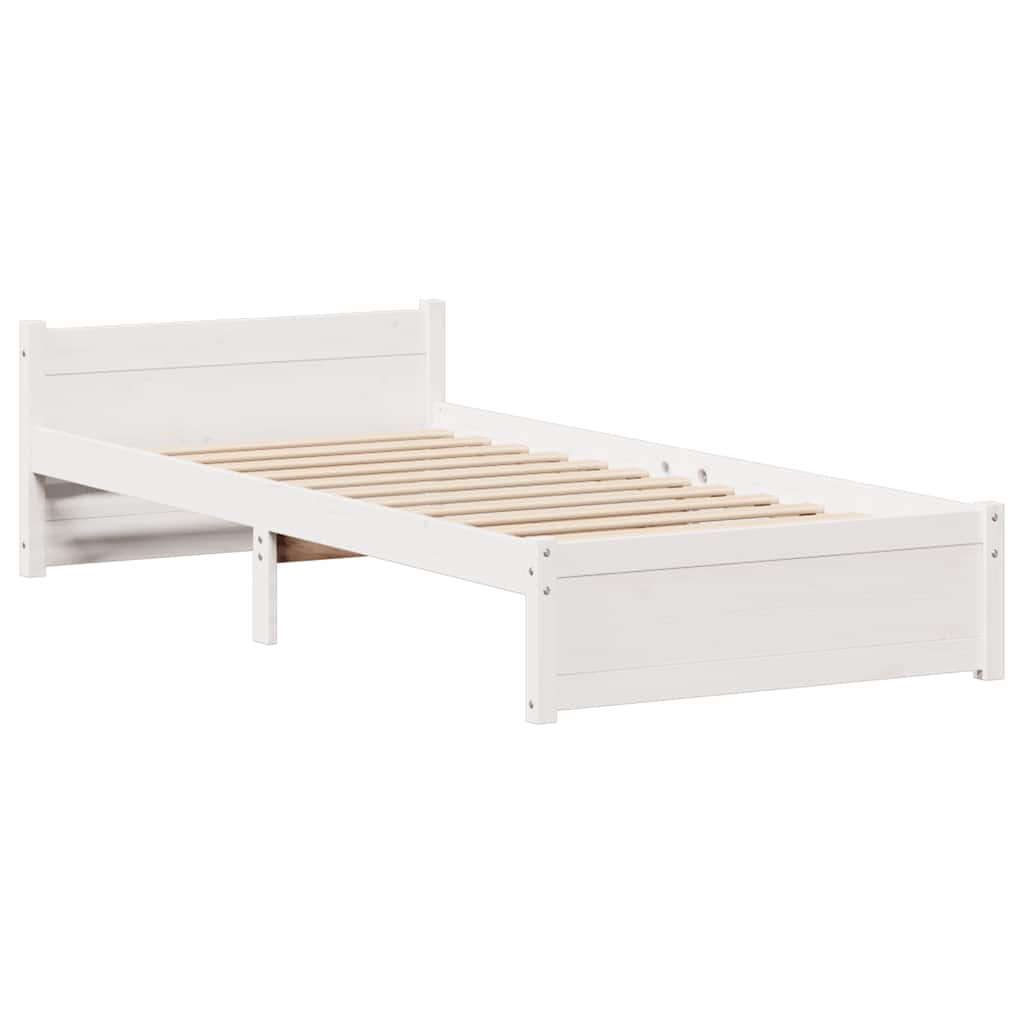 Cadre de lit sans matelas blanc 75x190 cm bois de pin massif - XIOS