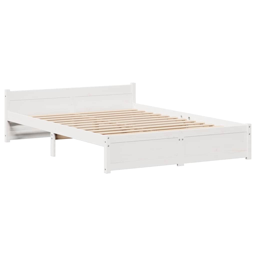 Cadre de lit sans matelas blanc 120x190 cm bois de pin massif - XIOS