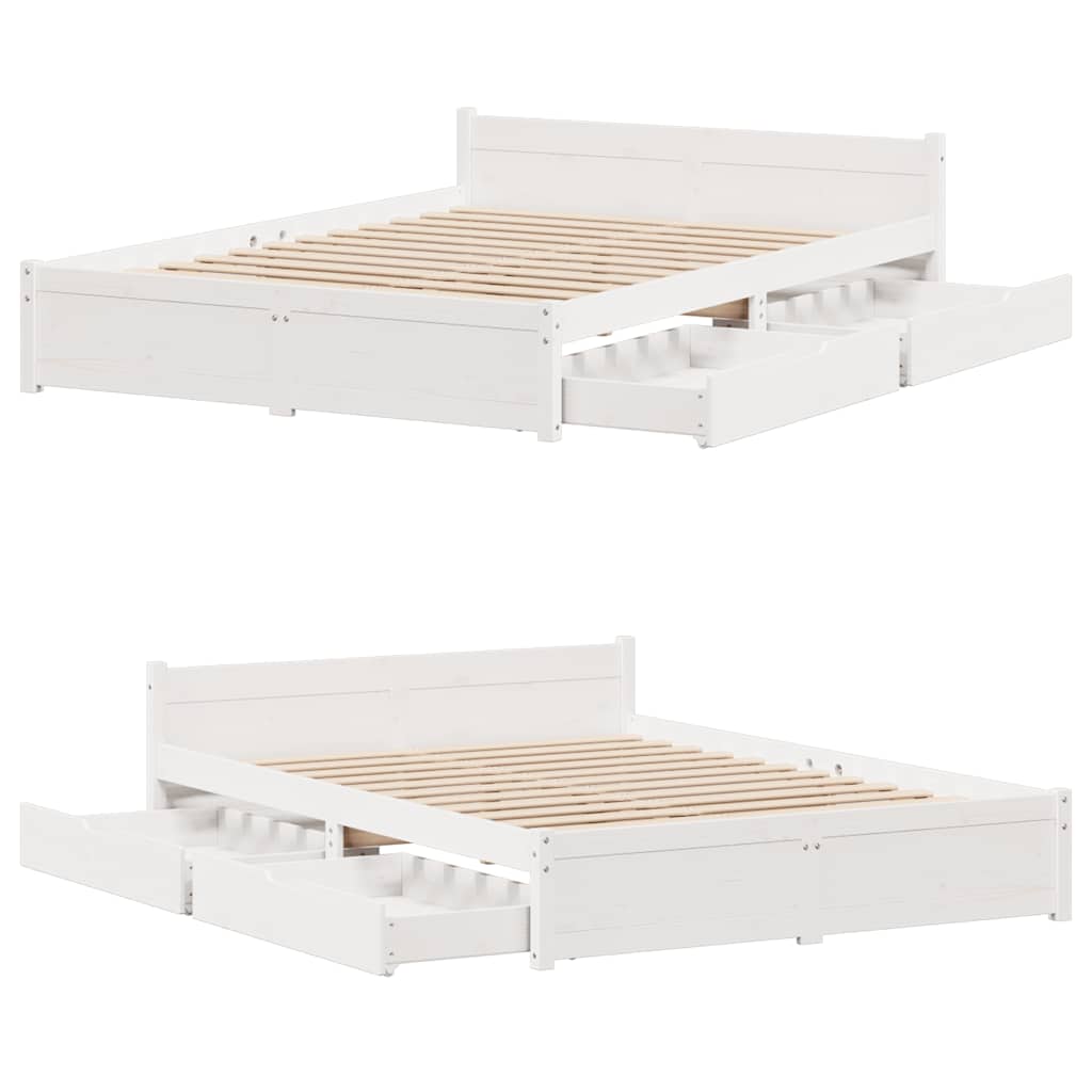 Cadre de lit sans matelas blanc 120x190 cm bois de pin massif - XIOS
