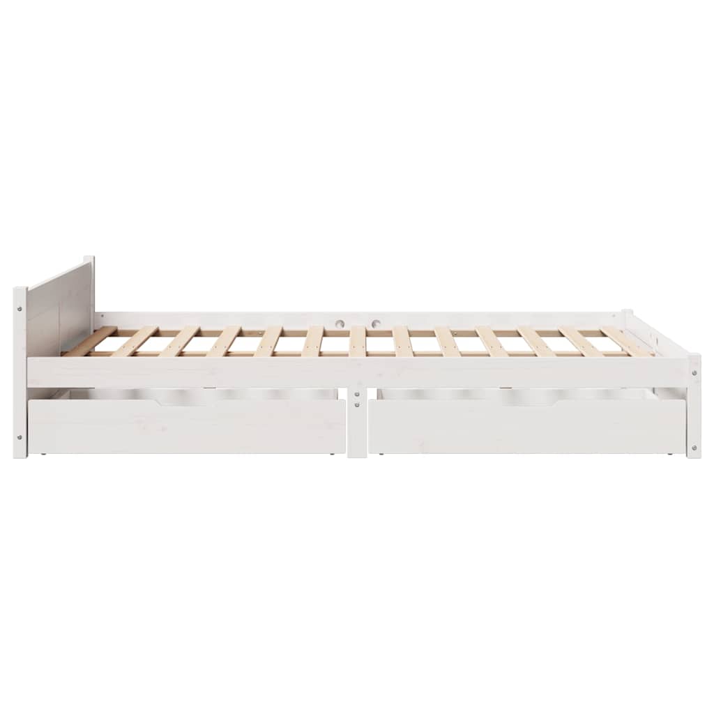Cadre de lit sans matelas blanc 135x190 cm bois de pin massif - XIOS