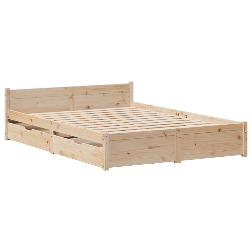Cadre de lit sans matelas 140x190 cm bois de pin massif - XIOS
