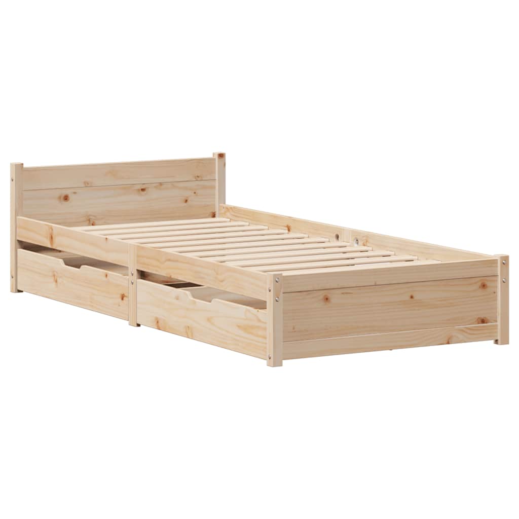 Cadre de lit sans matelas 90x200 cm bois de pin massif - XIOS