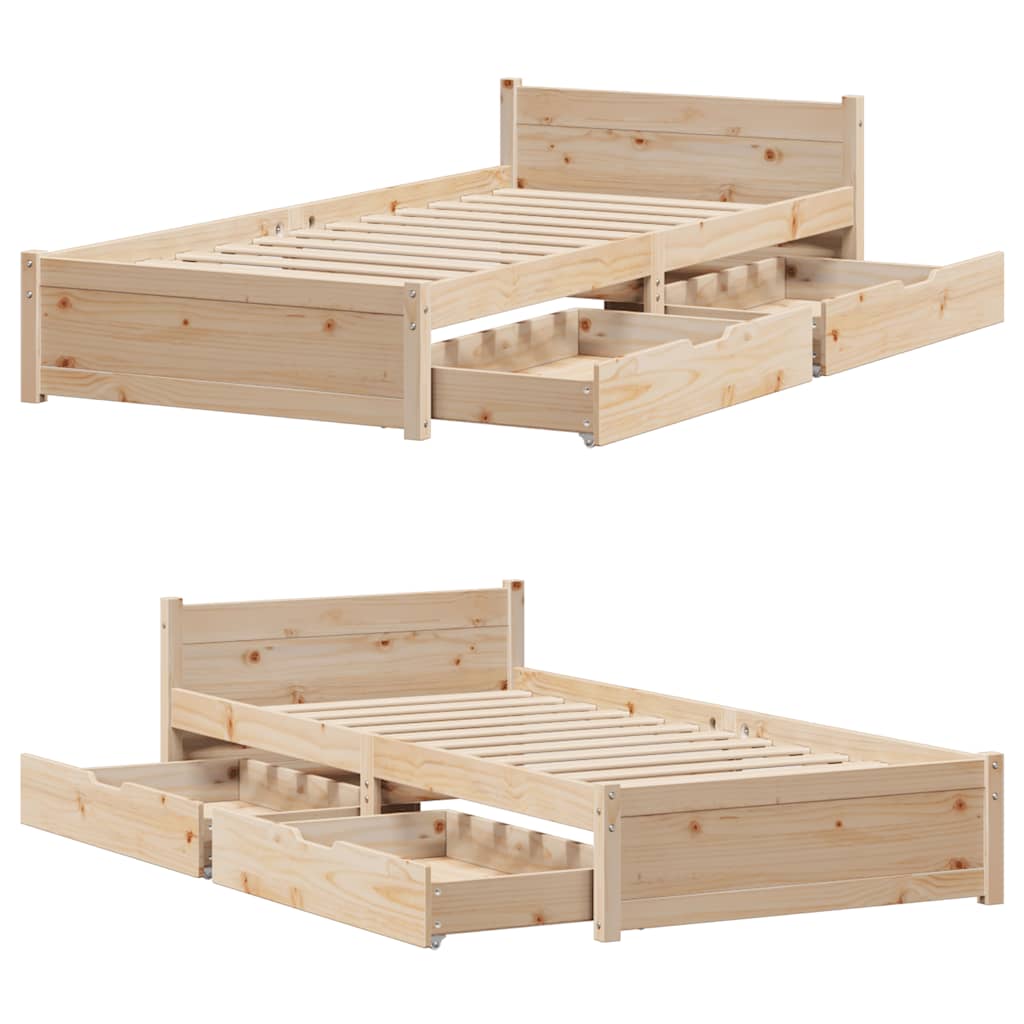 Cadre de lit sans matelas 90x200 cm bois de pin massif - XIOS