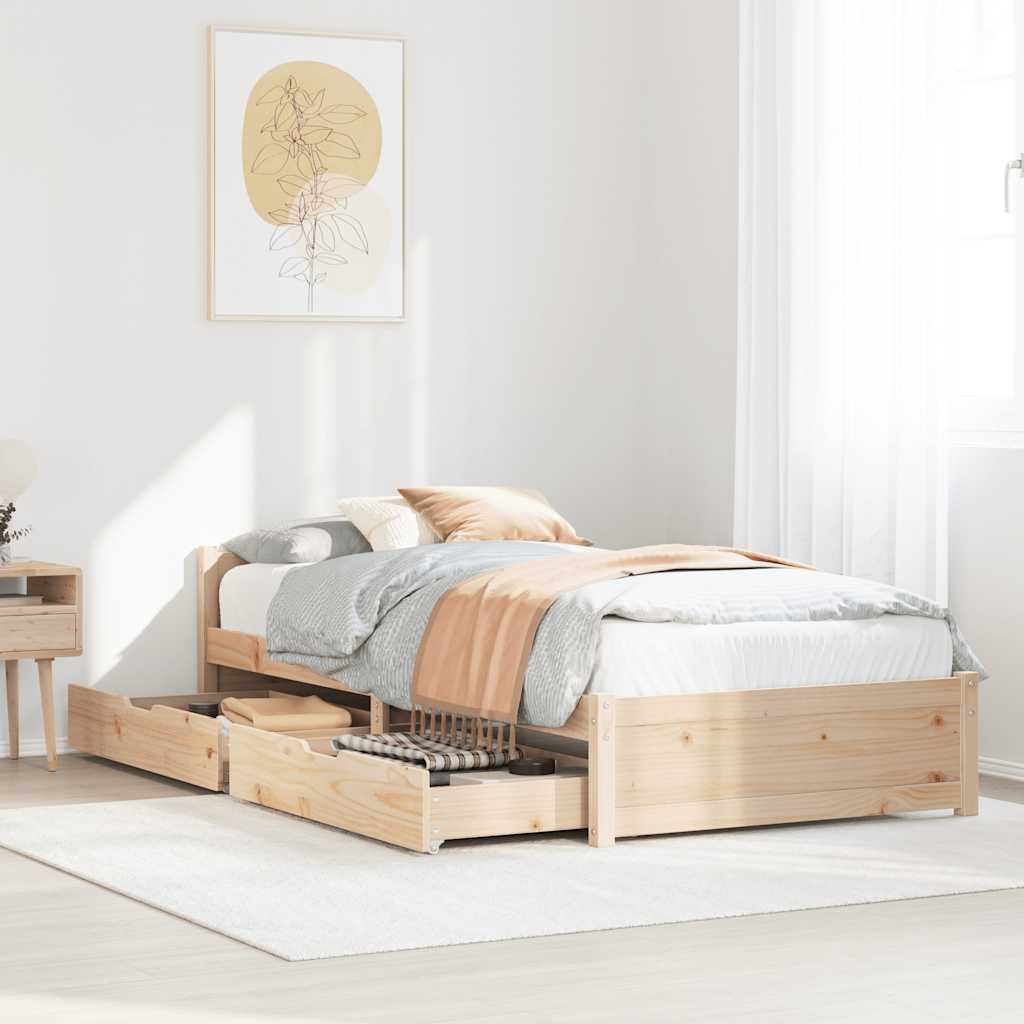 Cadre de lit sans matelas 90x200 cm bois de pin massif - XIOS