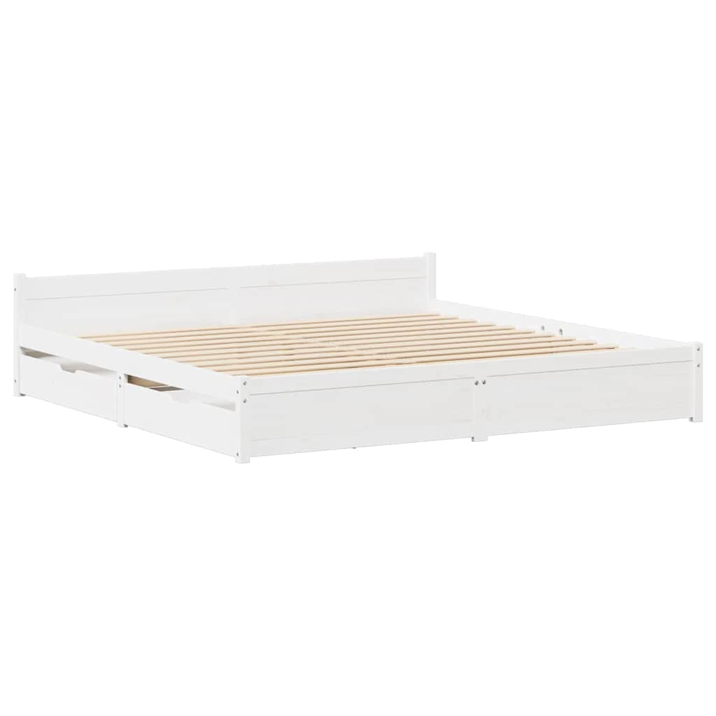 Cadre de lit sans matelas blanc 100x200 cm bois de pin massif - XIOS