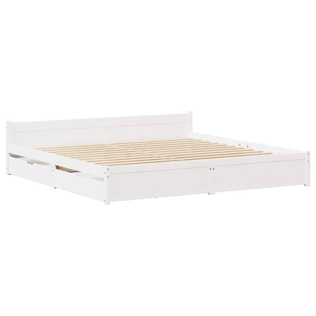 Cadre de lit sans matelas blanc 120x200 cm bois de pin massif - XIOS