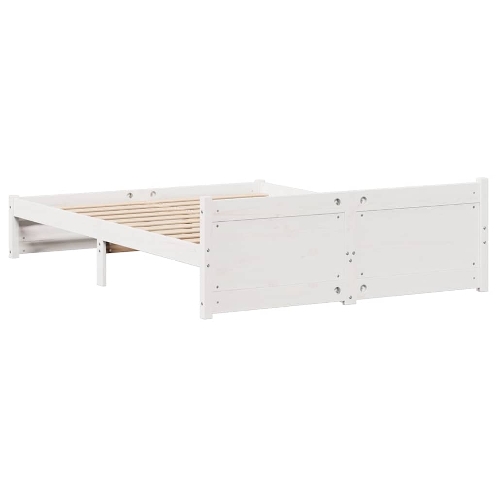 Cadre de lit sans matelas blanc 140x200 cm bois de pin massif - XIOS