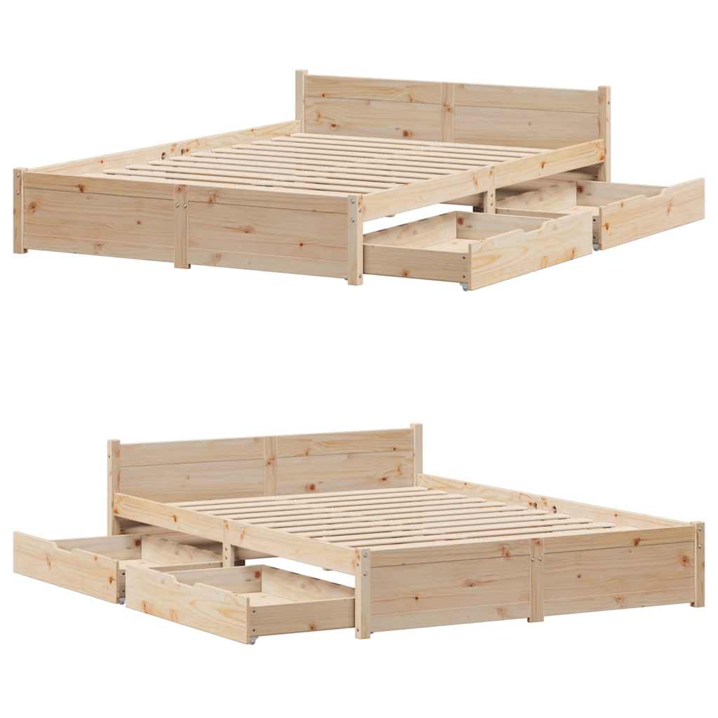 Cadre de lit sans matelas 150x200 cm bois de pin massif - XIOS