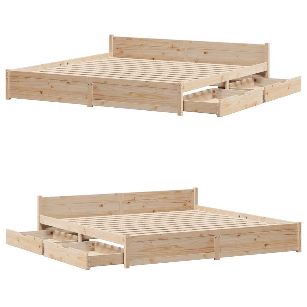 Cadre de lit sans matelas 180x200 cm bois massif de pin - XIOS