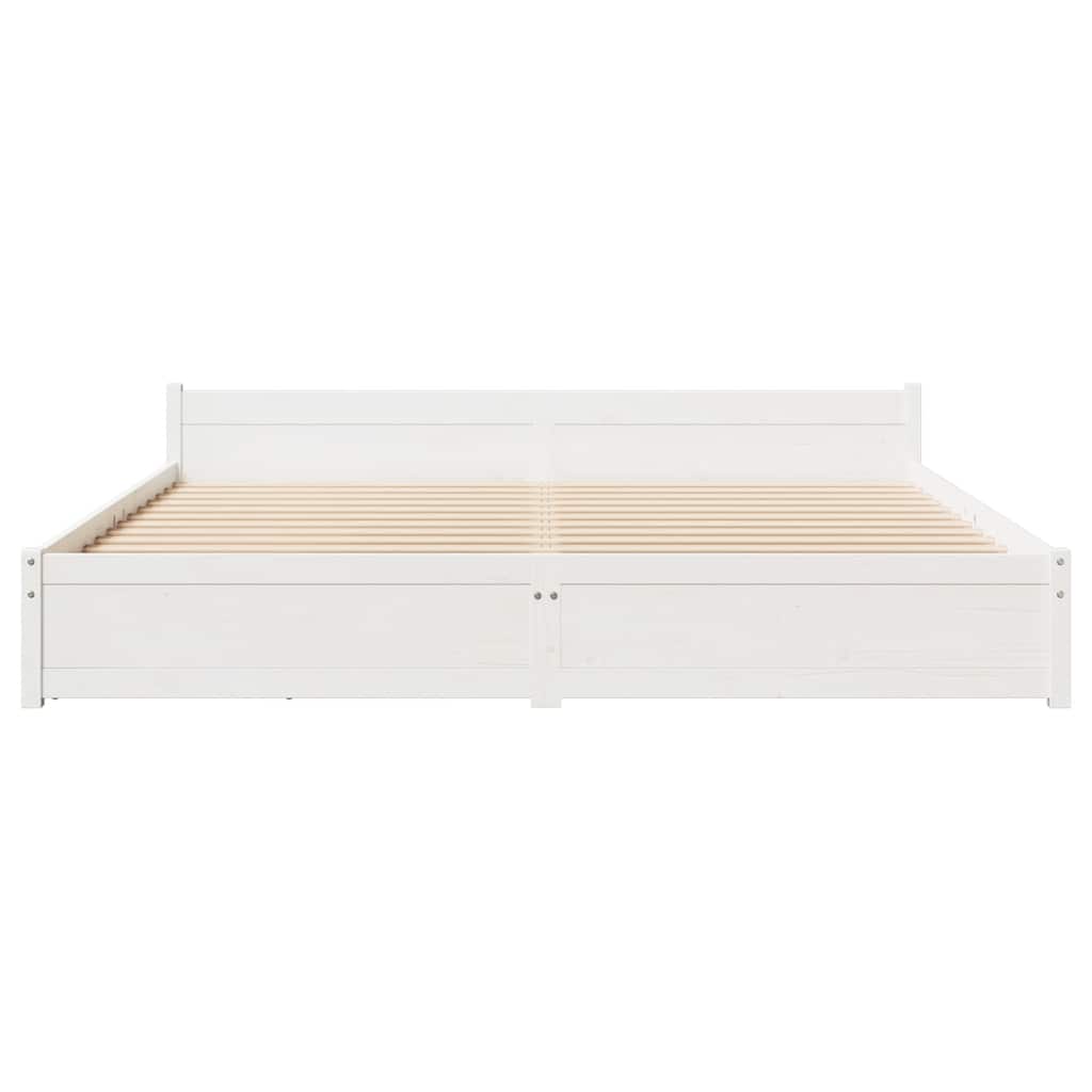 Cadre de lit sans matelas blanc 180x200 cm bois massif de pin - XIOS
