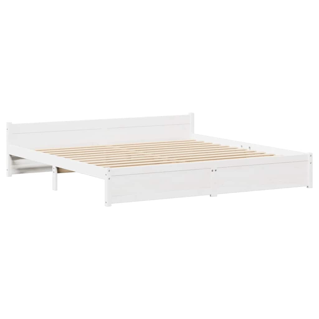 Cadre de lit sans matelas blanc 180x200 cm bois massif de pin - XIOS