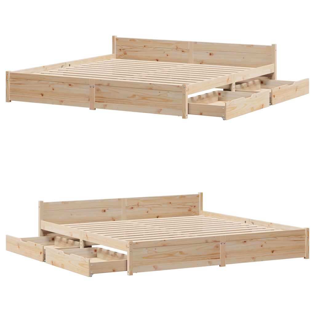 Cadre de lit sans matelas 200x200 cm bois massif de pin - XIOS