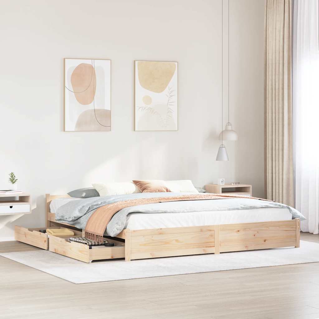 Cadre de lit sans matelas 200x200 cm bois massif de pin - XIOS