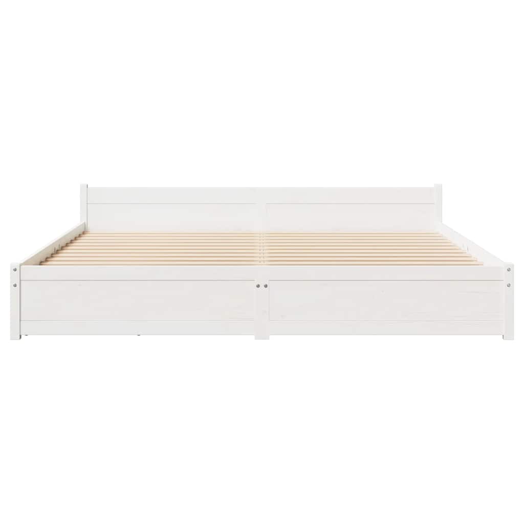 Cadre de lit sans matelas blanc 200x200 cm bois massif de pin - XIOS