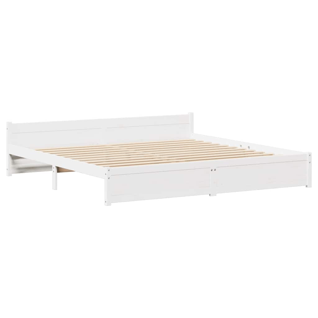 Cadre de lit sans matelas blanc 200x200 cm bois massif de pin - XIOS