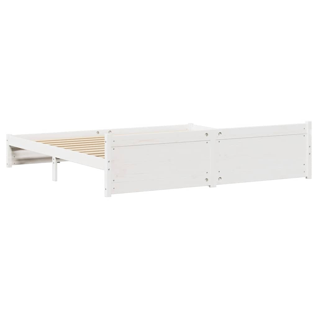 Cadre de lit sans matelas blanc 200x200 cm bois massif de pin - XIOS