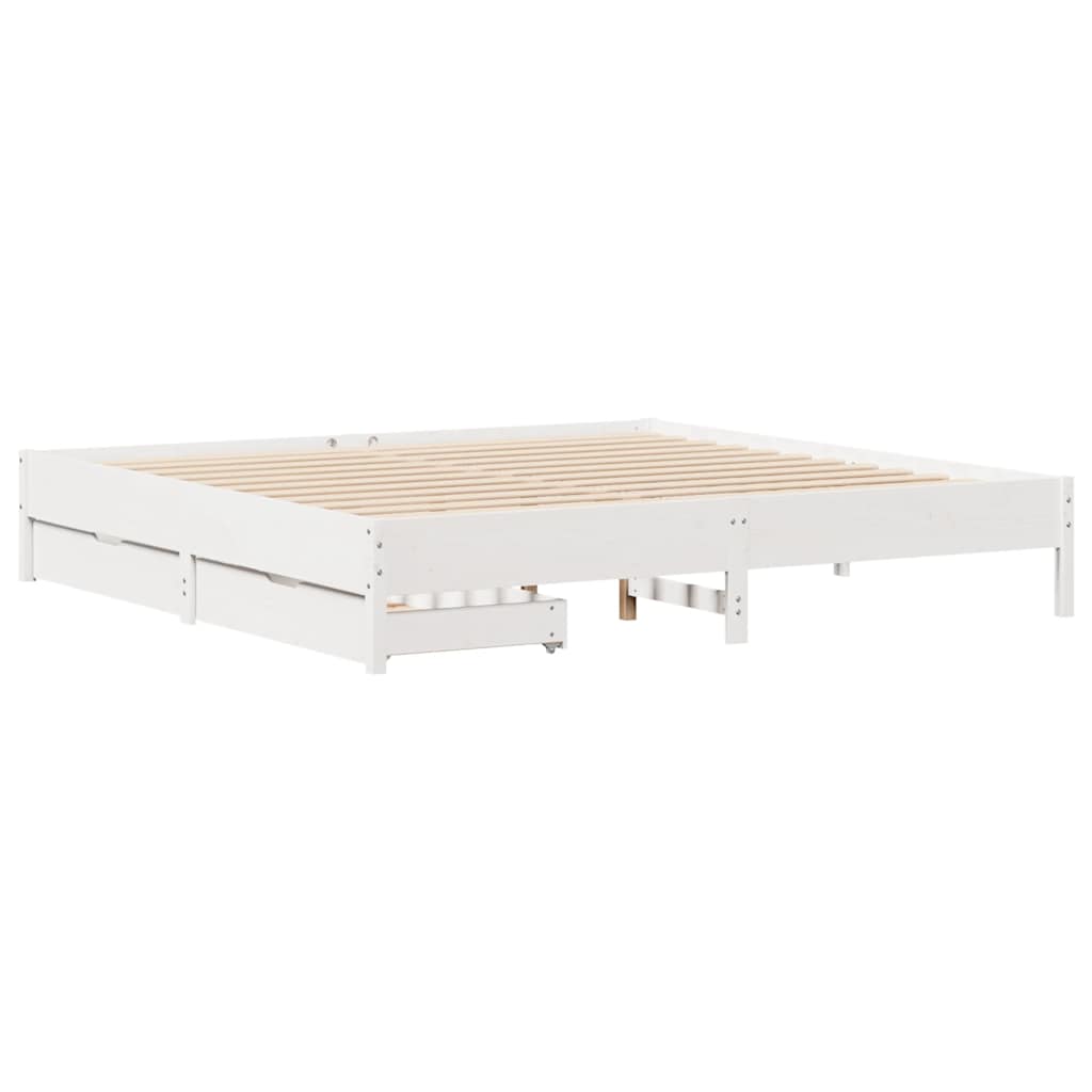 Cadre de lit sans matelas blanc 180x200 cm bois massif de pin - XIOS