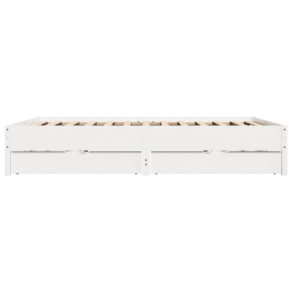 Cadre de lit sans matelas blanc 180x200 cm bois massif de pin - XIOS