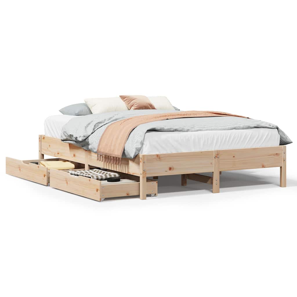 Cadre de lit sans matelas 150x200 cm bois de pin massif - XIOS