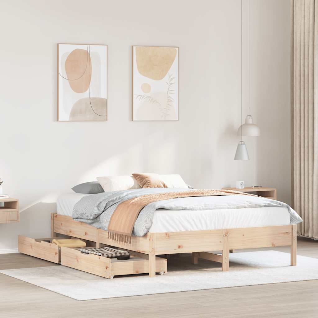 Cadre de lit sans matelas 150x200 cm bois de pin massif - XIOS