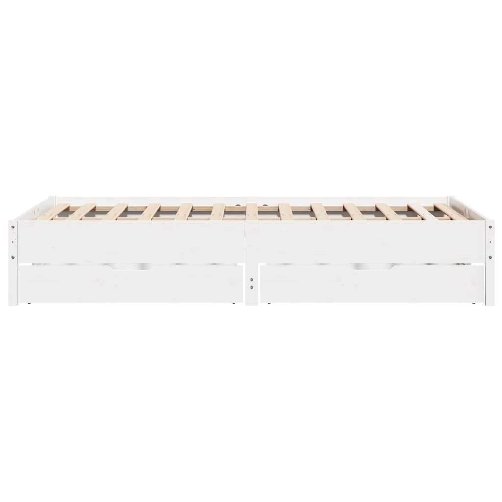 Cadre de lit sans matelas blanc 150x200 cm bois de pin massif - XIOS