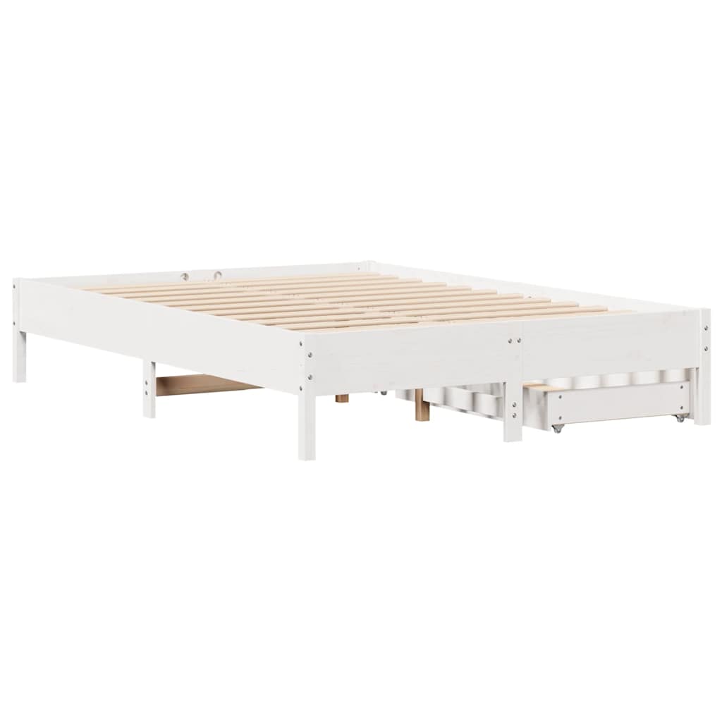 Cadre de lit sans matelas blanc 150x200 cm bois de pin massif - XIOS