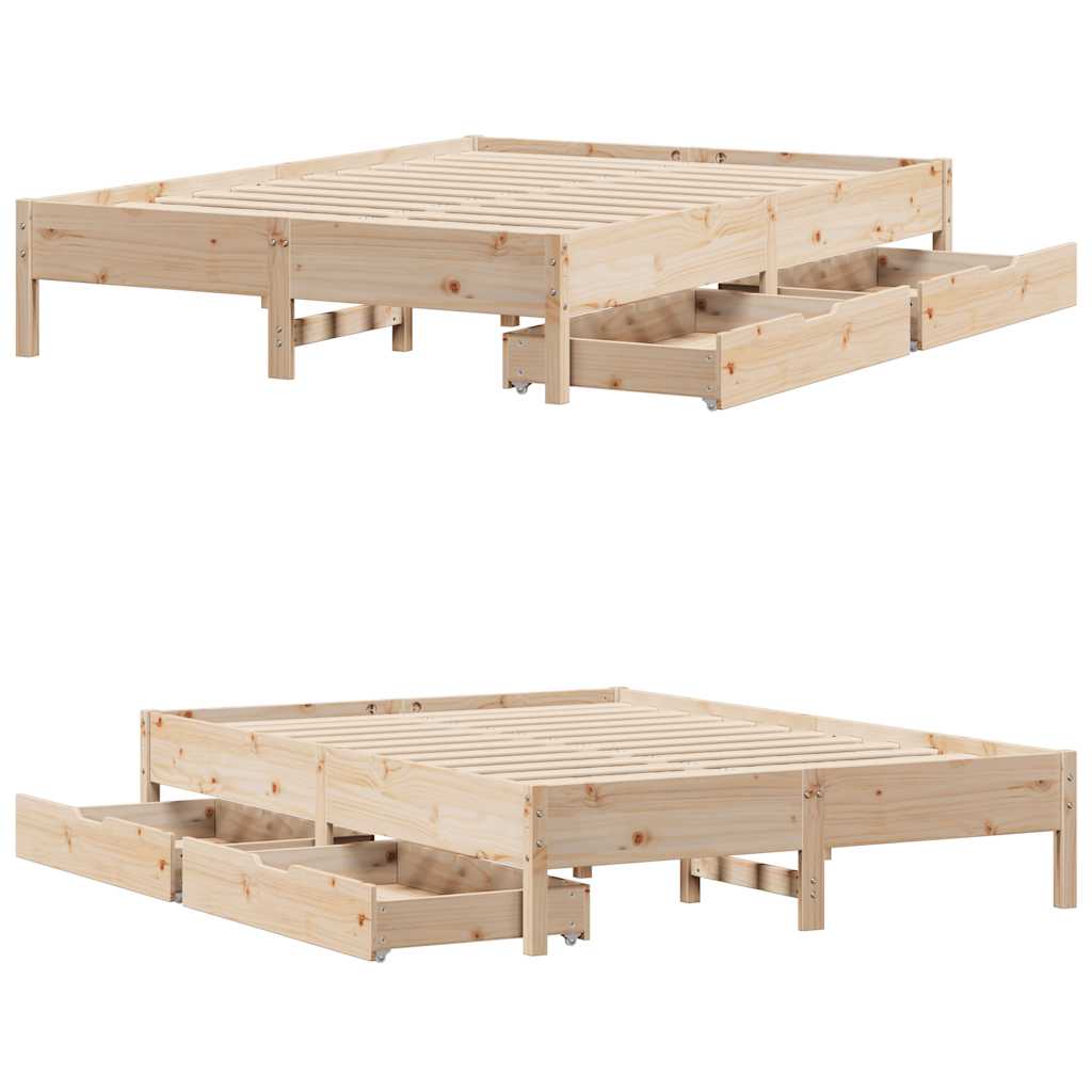 Cadre de lit sans matelas 140x200 cm bois massif de pin - XIOS