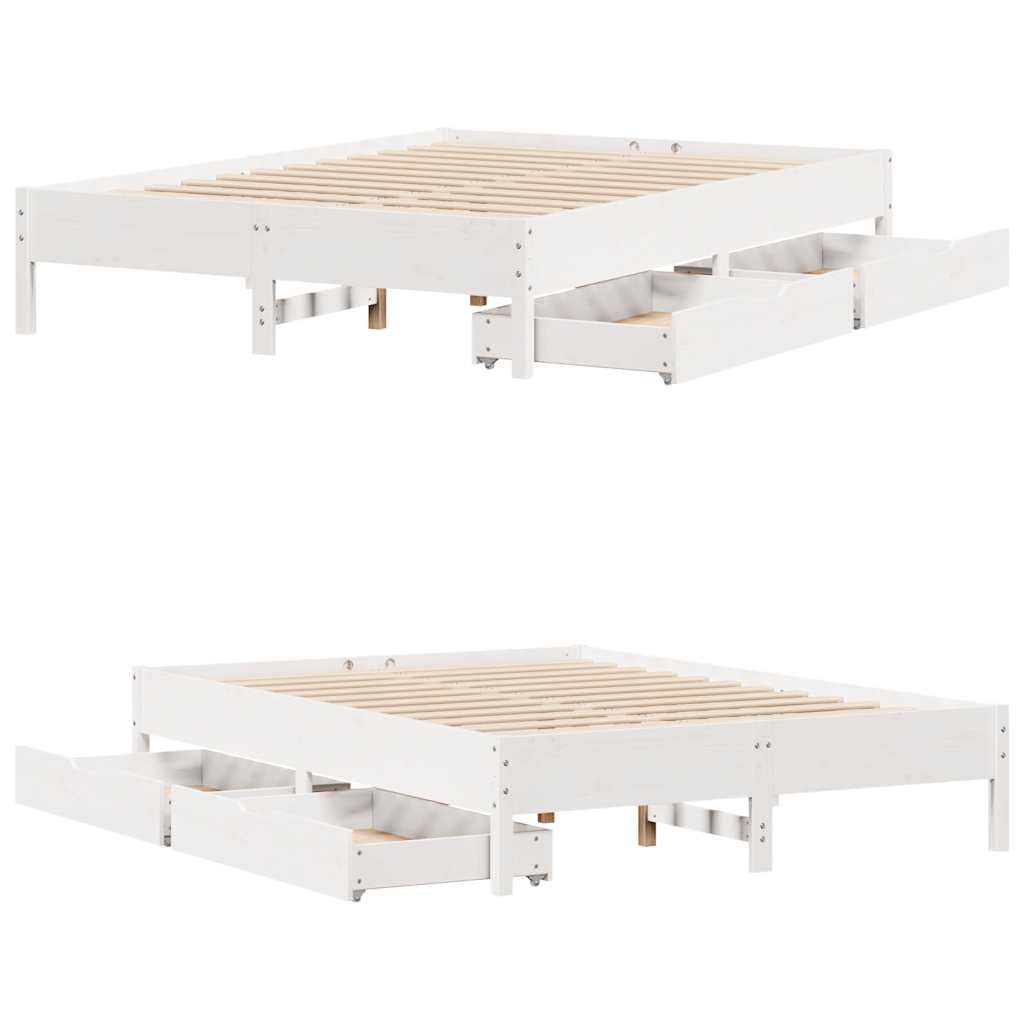 Cadre de lit sans matelas blanc 120x200 cm bois de pin massif - XIOS