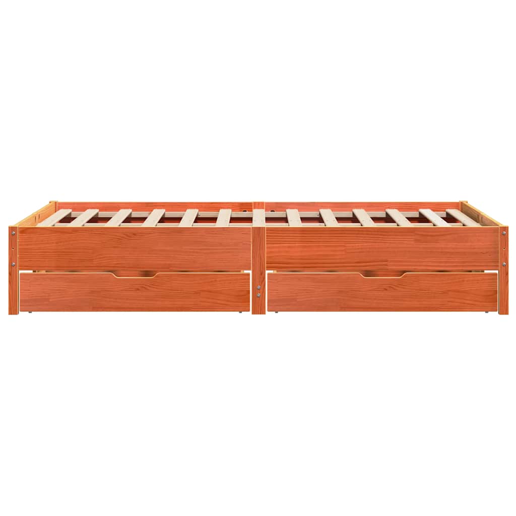 Cadre de lit sans matelas cire marron 120x200cm bois pin massif - XIOS