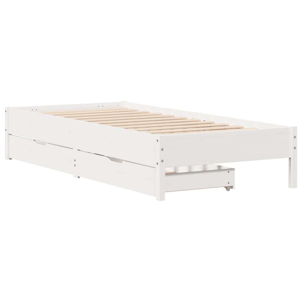 Cadre de lit sans matelas blanc 100x200 cm bois de pin massif - XIOS