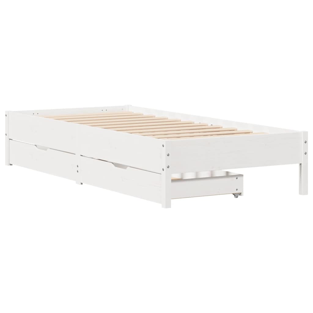Cadre de lit sans matelas blanc 90x200 cm bois de pin massif - XIOS
