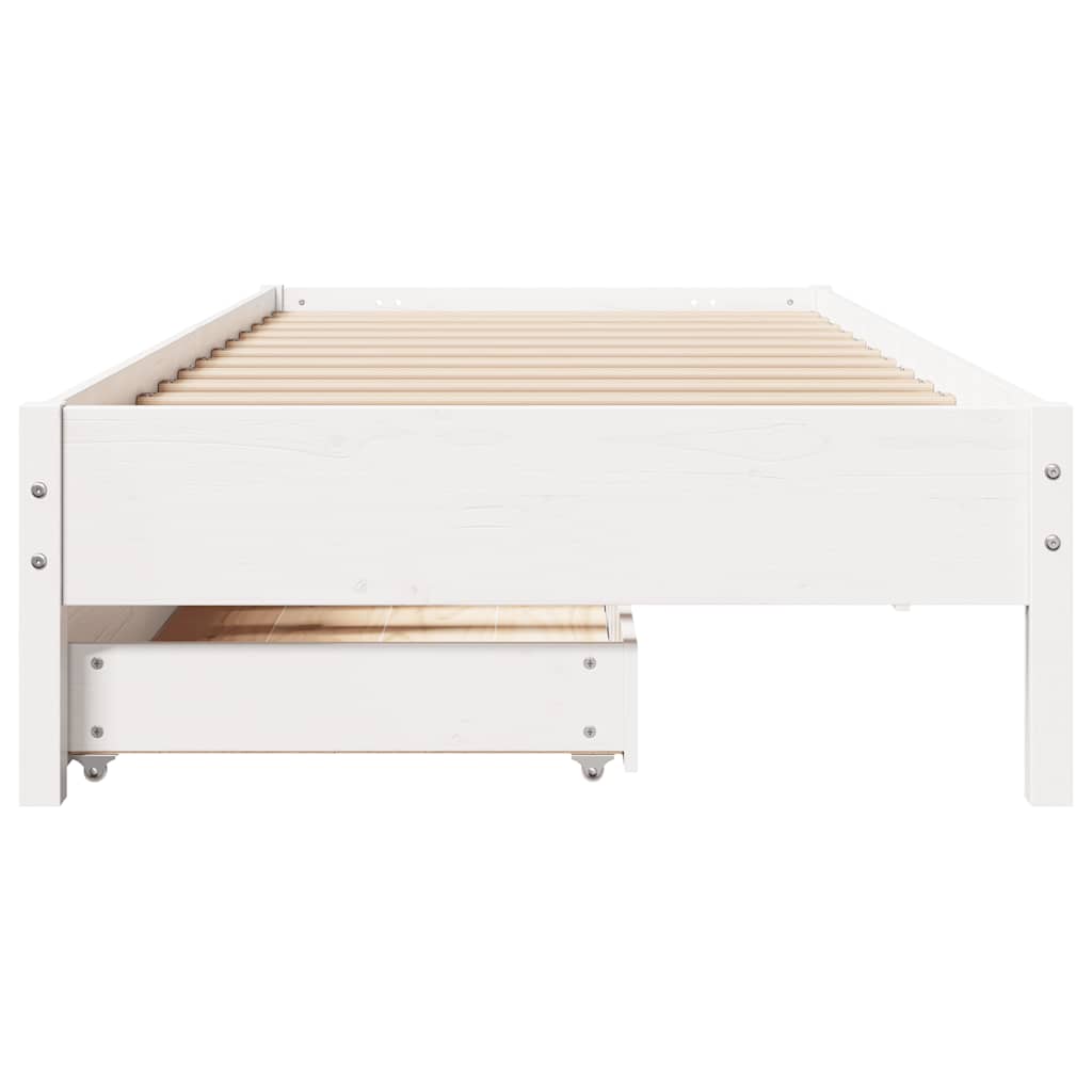 Cadre de lit sans matelas blanc 90x200 cm bois de pin massif - XIOS
