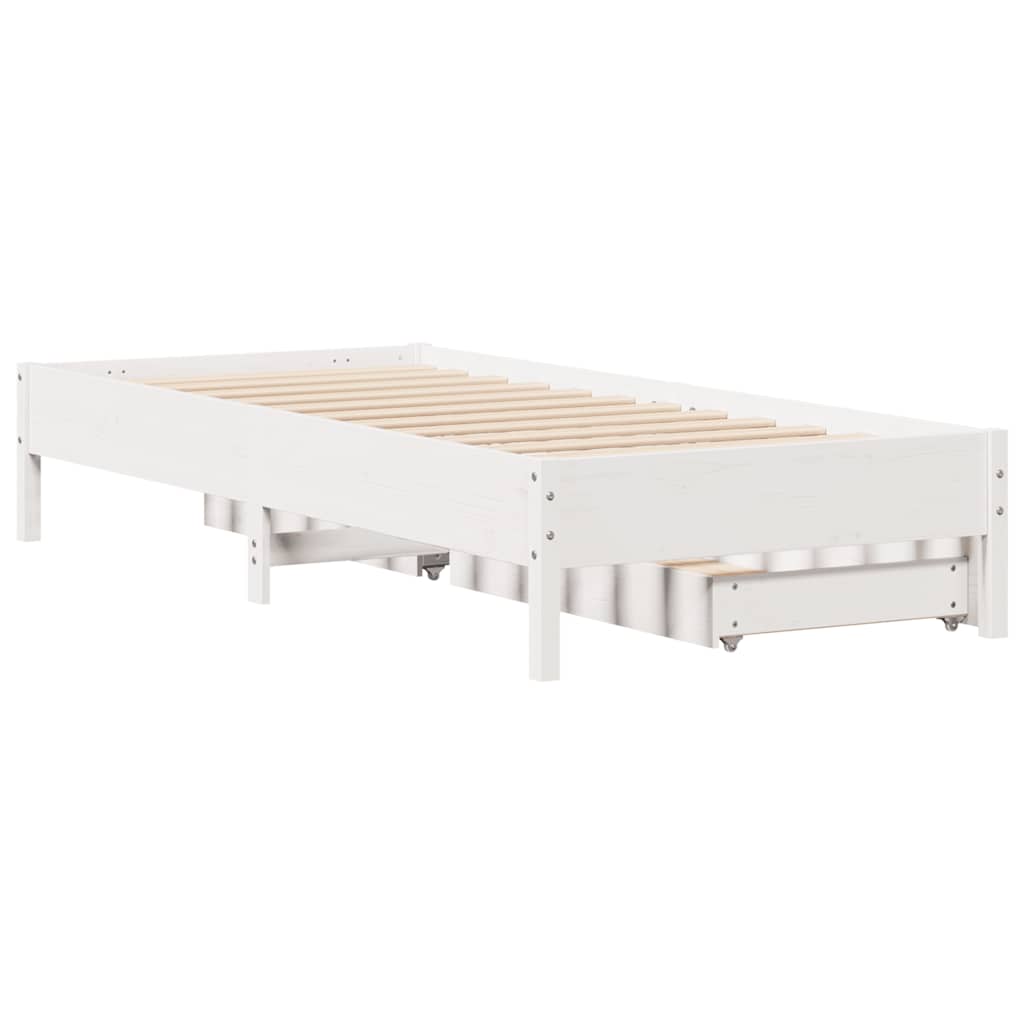 Cadre de lit sans matelas blanc 90x200 cm bois de pin massif - XIOS