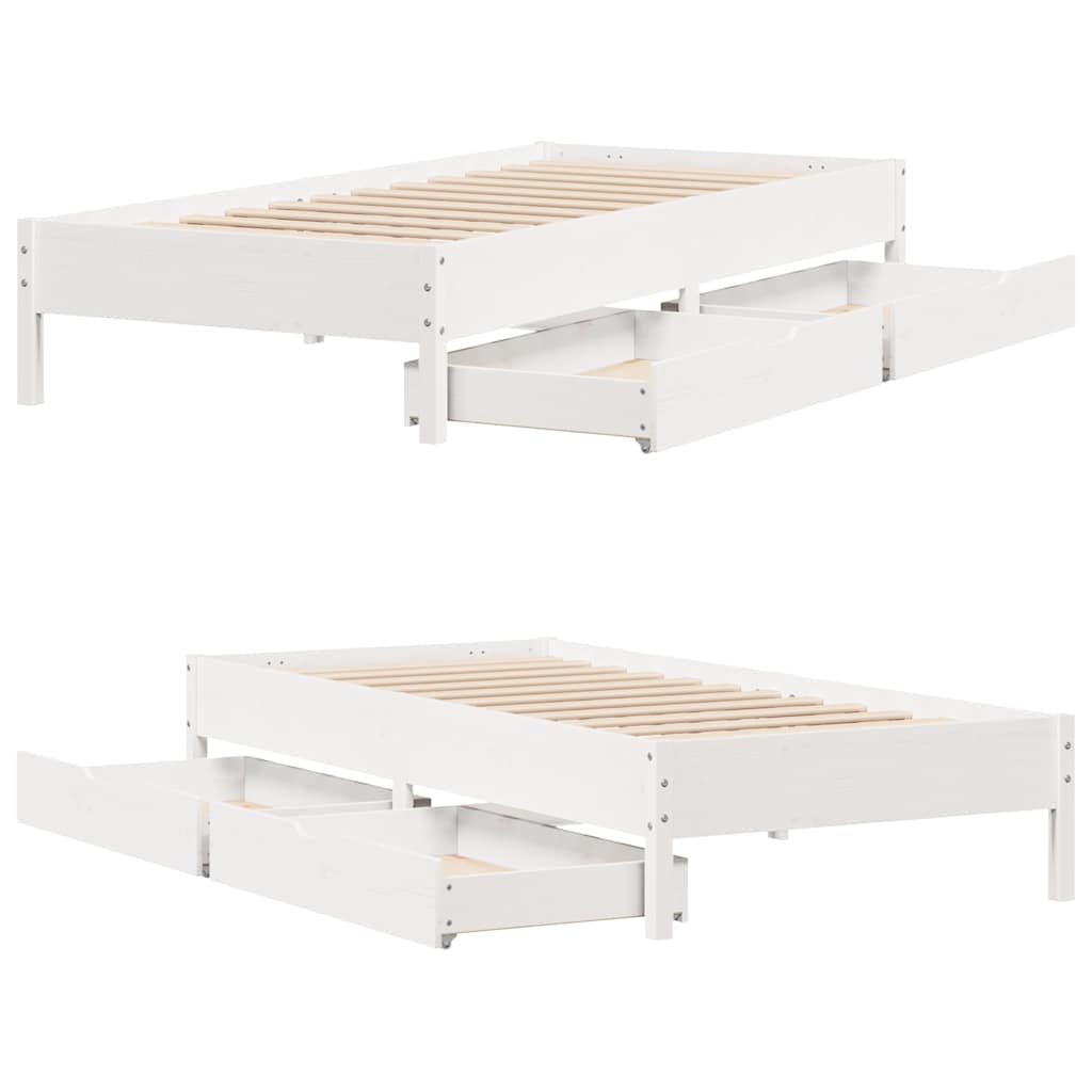 Cadre de lit sans matelas blanc 90x200 cm bois de pin massif - XIOS