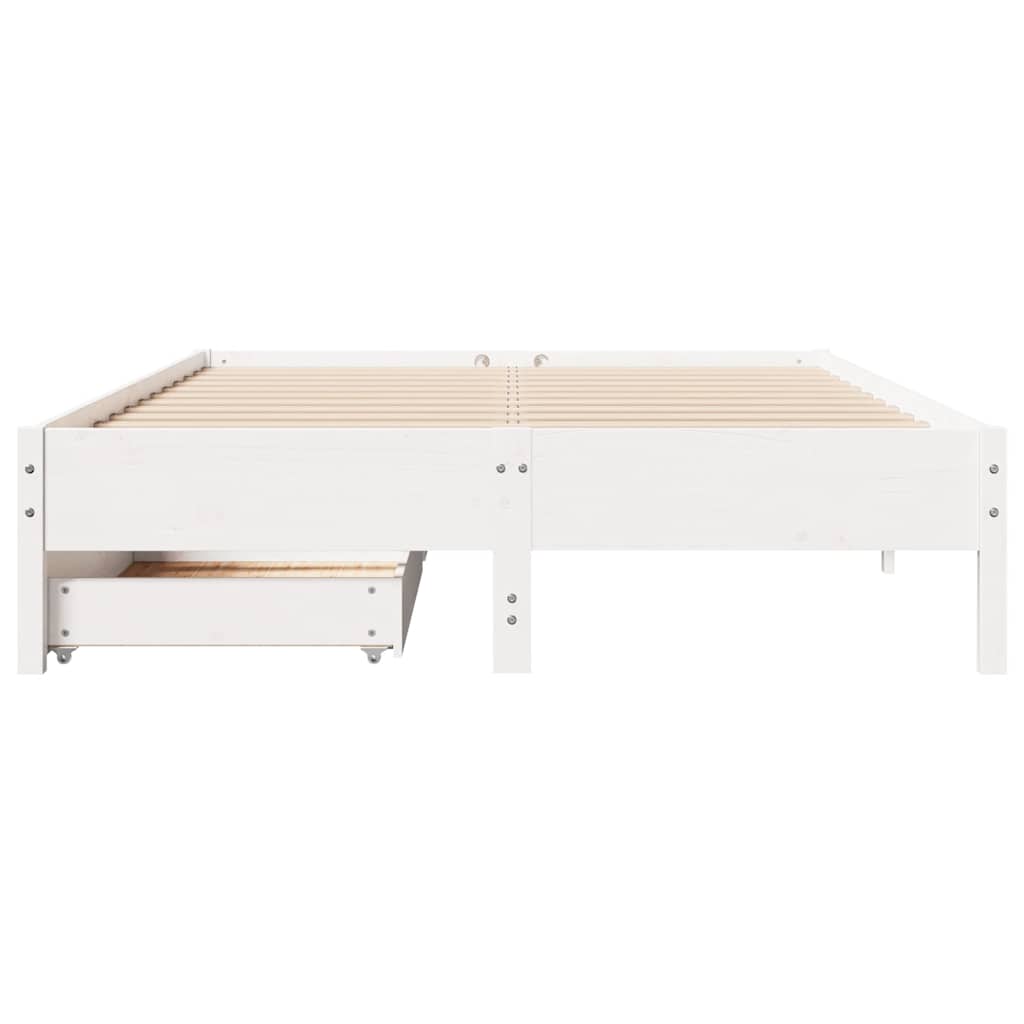 Cadre de lit sans matelas blanc 140x190 cm bois de pin massif - XIOS