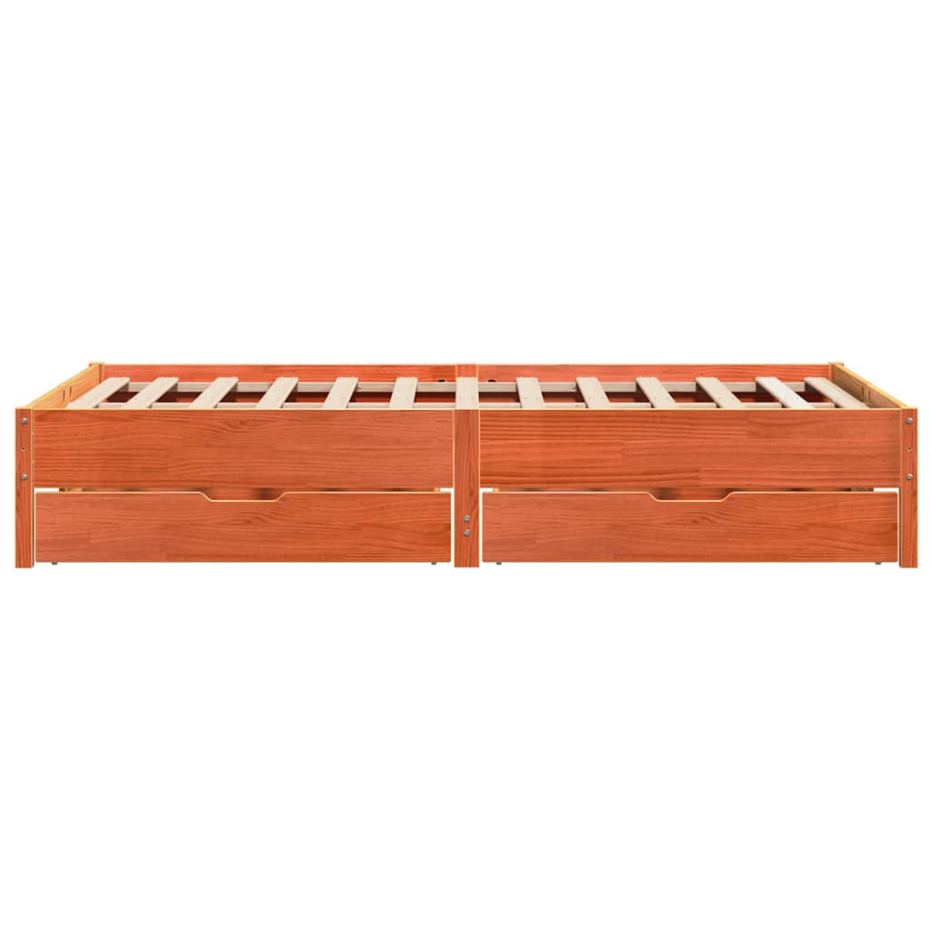 Cadre de lit sans matelas cire marron 140x190cm bois pin massif - XIOS